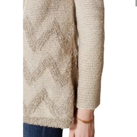 Anthropologie Angel of the North Equinox Cardigan Sweater Beige Tan Wool Blend M - Picture 3 of 12